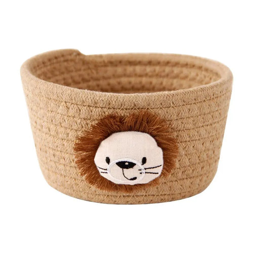 panier tissé motif lion bébé chambre rangement jouets organisateur deco enfantine durable