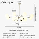 Suspension lumineuse moderne boules sphériques translucides structure chromée salon chambre coucher