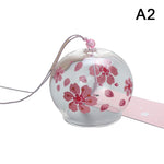 cloche vent transparente traditionnelle japonaise rose vert jaune bleu clair motifs floraux