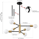 lustre moderne 10 ampoules doré noir chrome sphères blanches structure métallique scandinave
