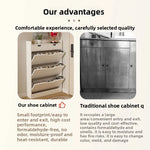 armoire chaussures moderne beige clair tiroirs rangement chaussures objets multifonction bois MDF
