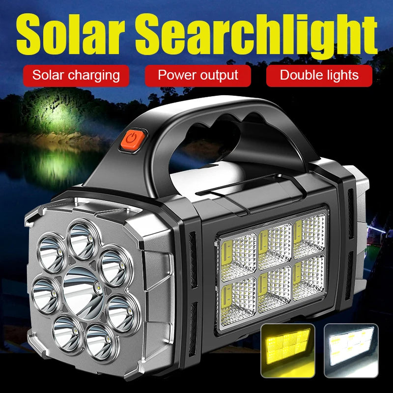 torche rechargeable led camping extérieure projecteur batterie externe solar usb portable 25w 1600lm