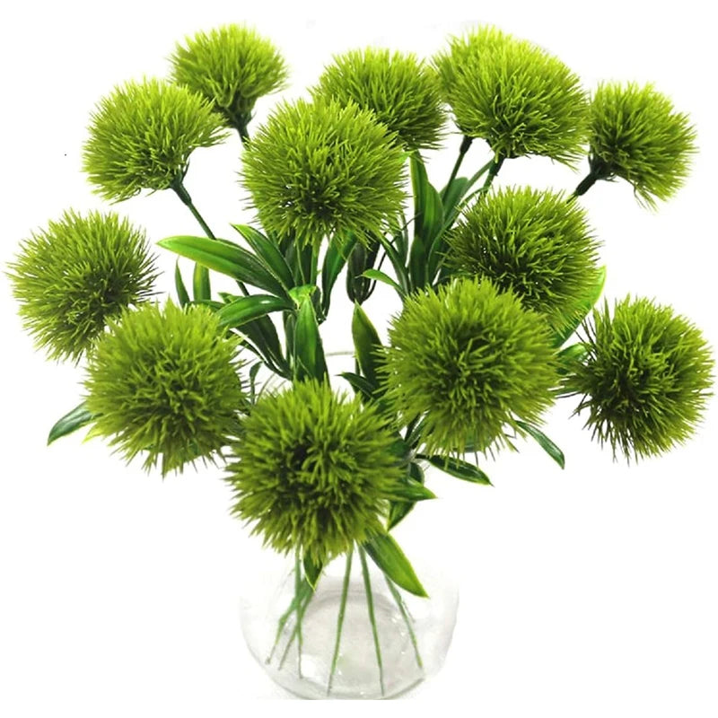 Bouquet artificiel pissenlit vert décoration moderne mariage vase blancintérieurextérieur