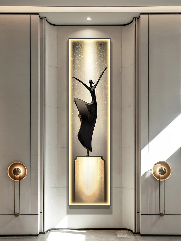 sculpture contemporaine silhouettes dynamiques noir led lumineuse intérieur maison salon chambre entrée couloir