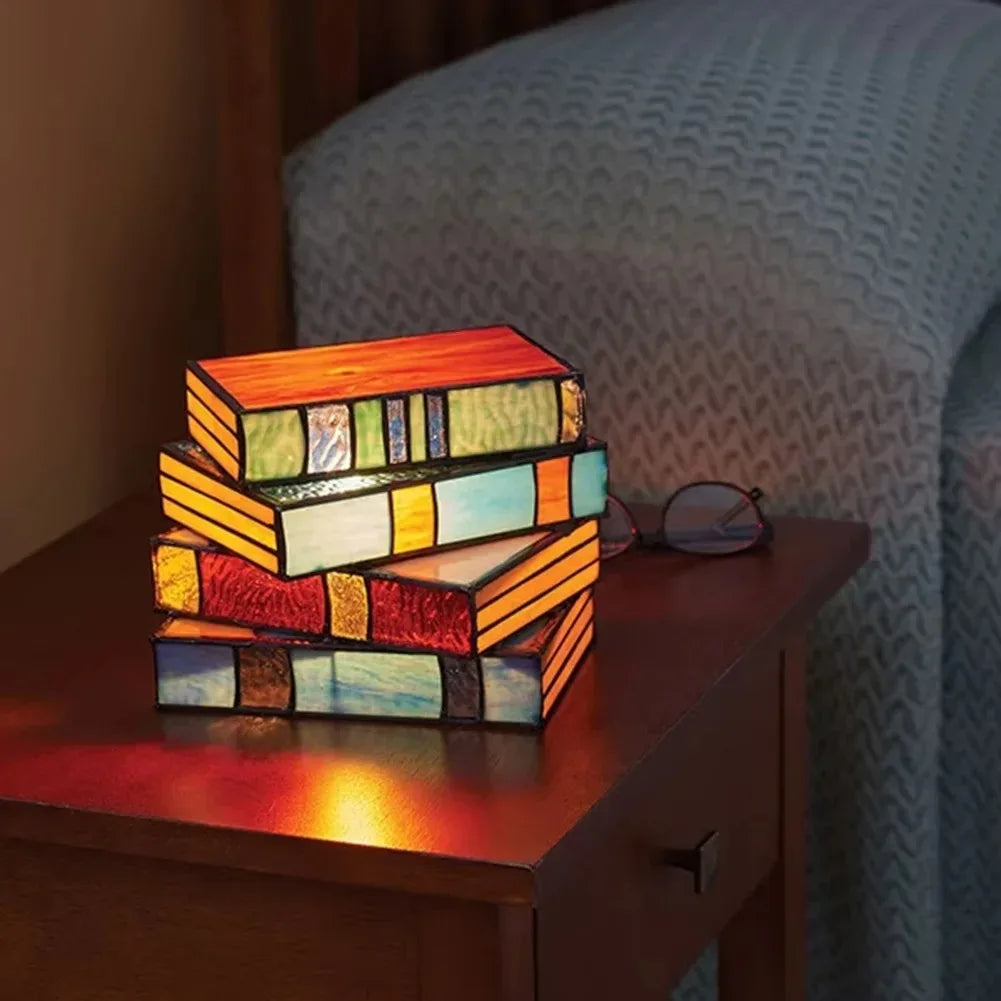 lampe table artisanale mosaïque multicolore moderne rouge orange jaune verte bleue