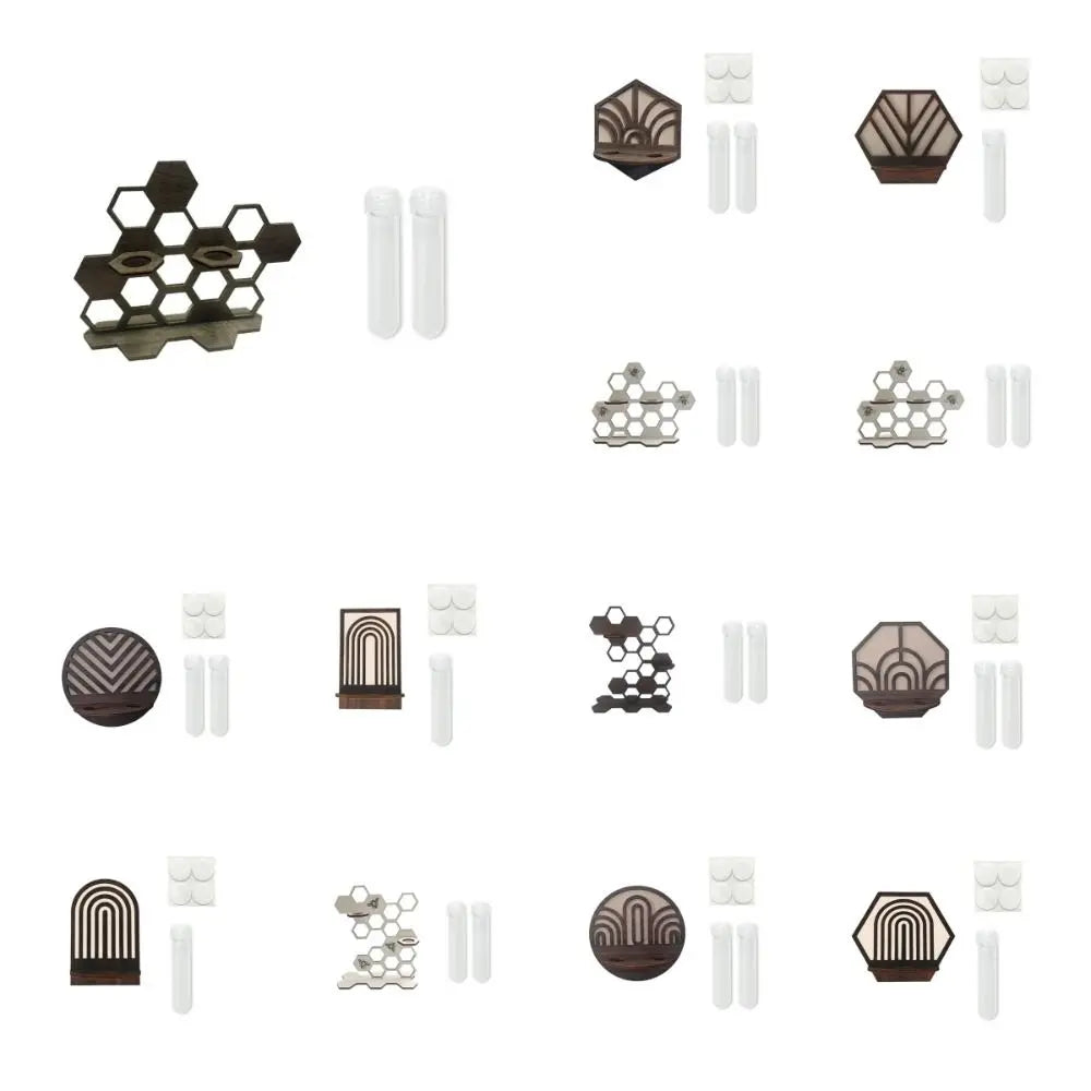 porte plantes moderne porte clés adhésifs hexagonnels motifs géométriques plantes artificielles marron foncé minimaliste
