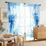 rideaux bleu clair fleurs modernes deux pièces polyester transparents chambre salon