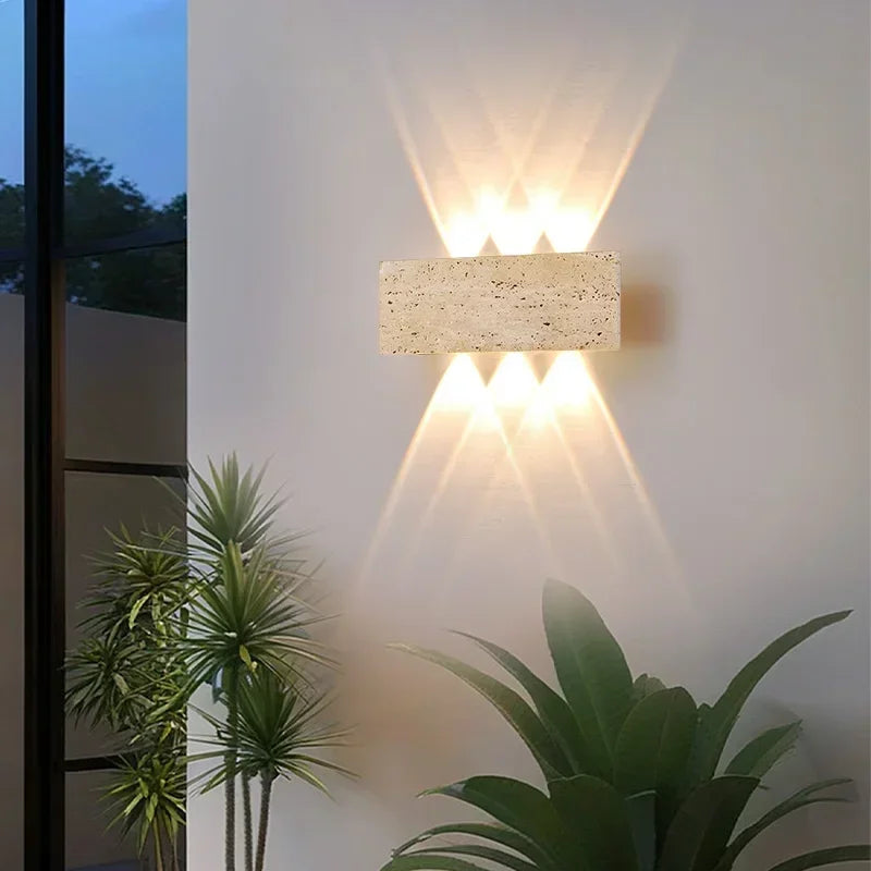 lampe murale extérieure led ip65 marbre naturel beige moderne adhésif hydrofuge vde ccc cqc