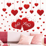 stickers muraux coeurs rouge blanc adhésifs décoration romantique fête saint valentin maison restaurant