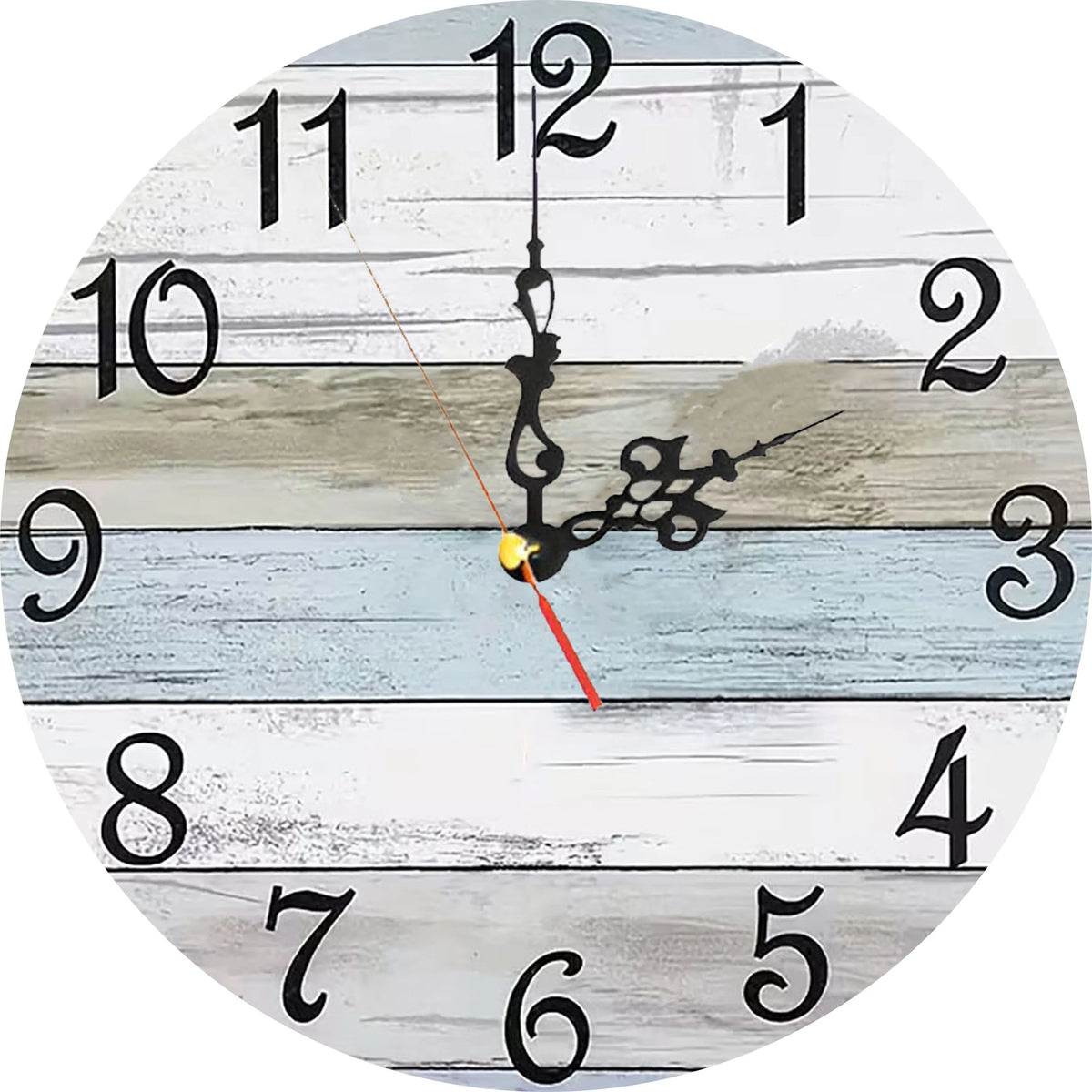 horloge murale aiguille quartz scénique paysage marin bois moderne 25cm bleu violet