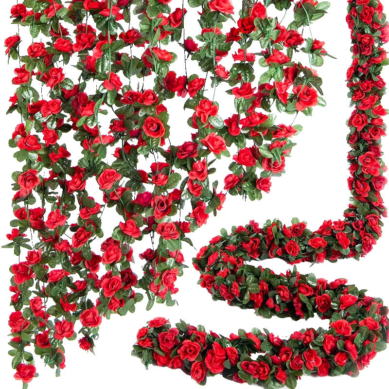 guirlande artificielle fleurs roses décoration mariage anniversaire intérieur romantique