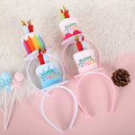couronne fête anniversaire bougies happy birthday coeurs élastique rose blanche multicolore festive