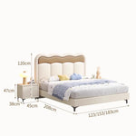 lit double moderne beige simili cuir oreiller coussin blanc dimensions 120x200cm