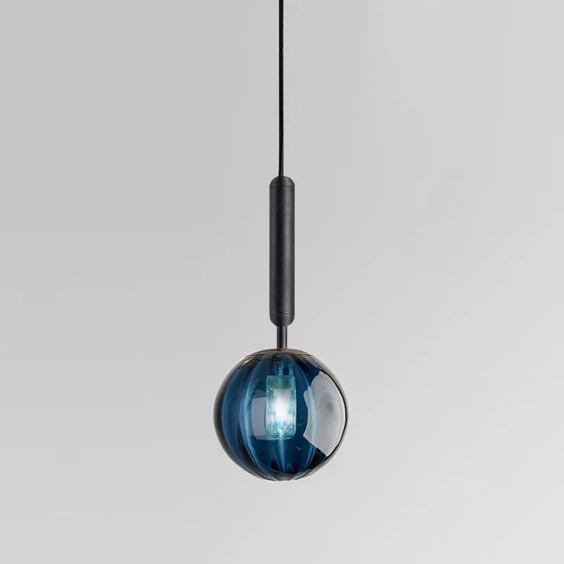 suspension lumineuse moderne transparente bleu rose gris câble fixe