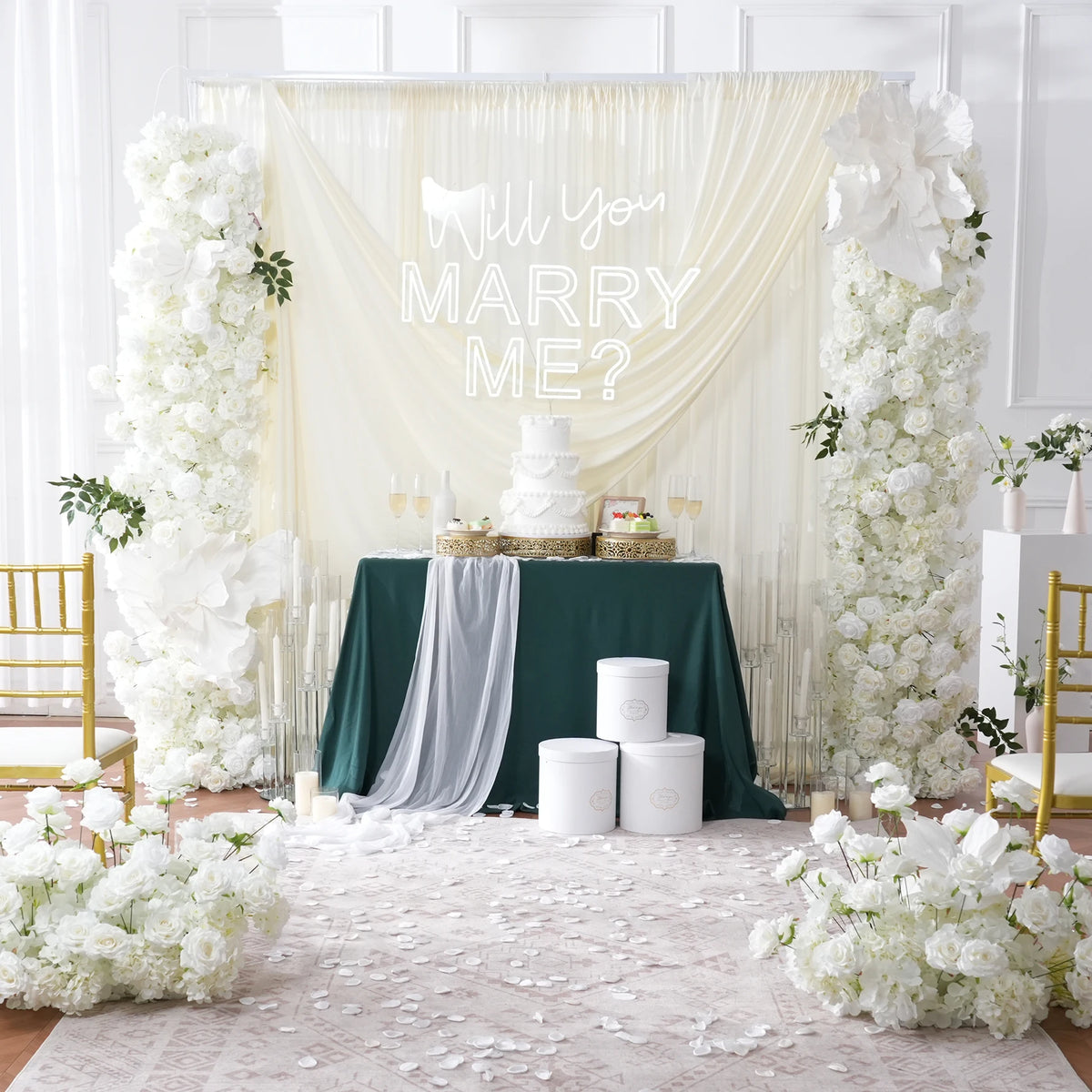arche fleurs roses blanches decoration mariage exterieur classique 2mètres soie artificielle
