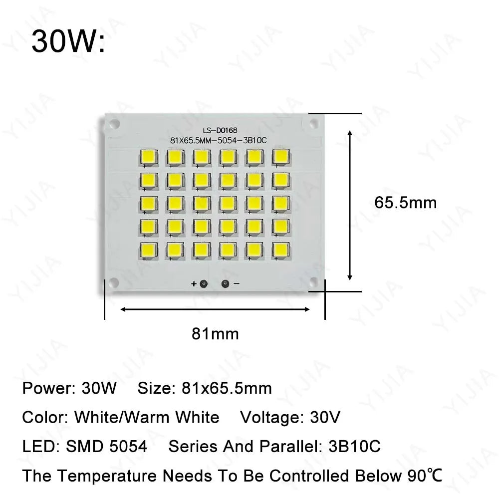 plaque led blanc blanc chaud 10w 20w 30w 50w 100w 150w 200w smd 5054