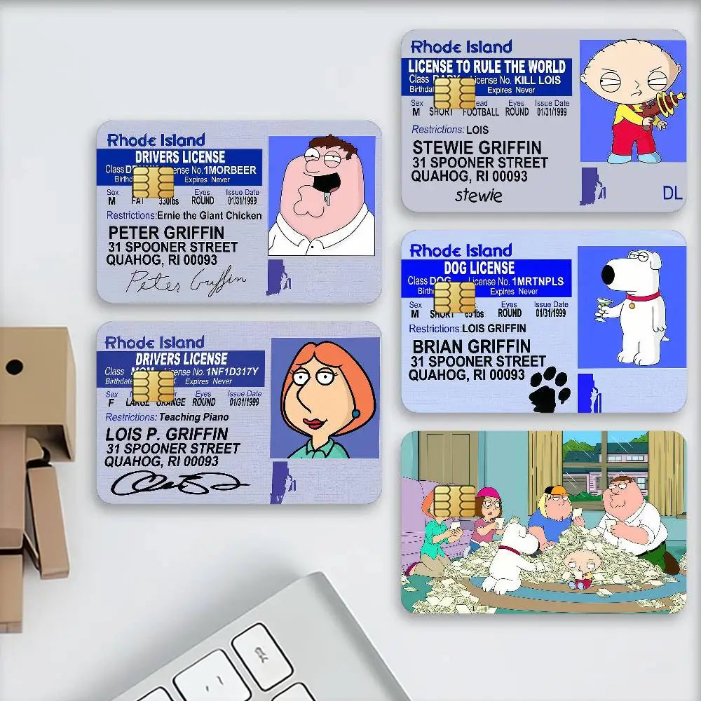 cartes d'identité personnalisées dessins animés adhésifs humour bleu blanc noir orageuses pochettes rangement