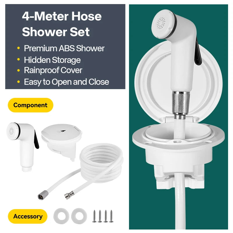 tête douche extérieure manuelle blanc anti dérapante moderne boîte rangement cache pluie