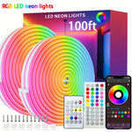 ruban led néon multicolore rayures horizontales moderne 24v rgb 10m 20m 30m télécommande bluetooth