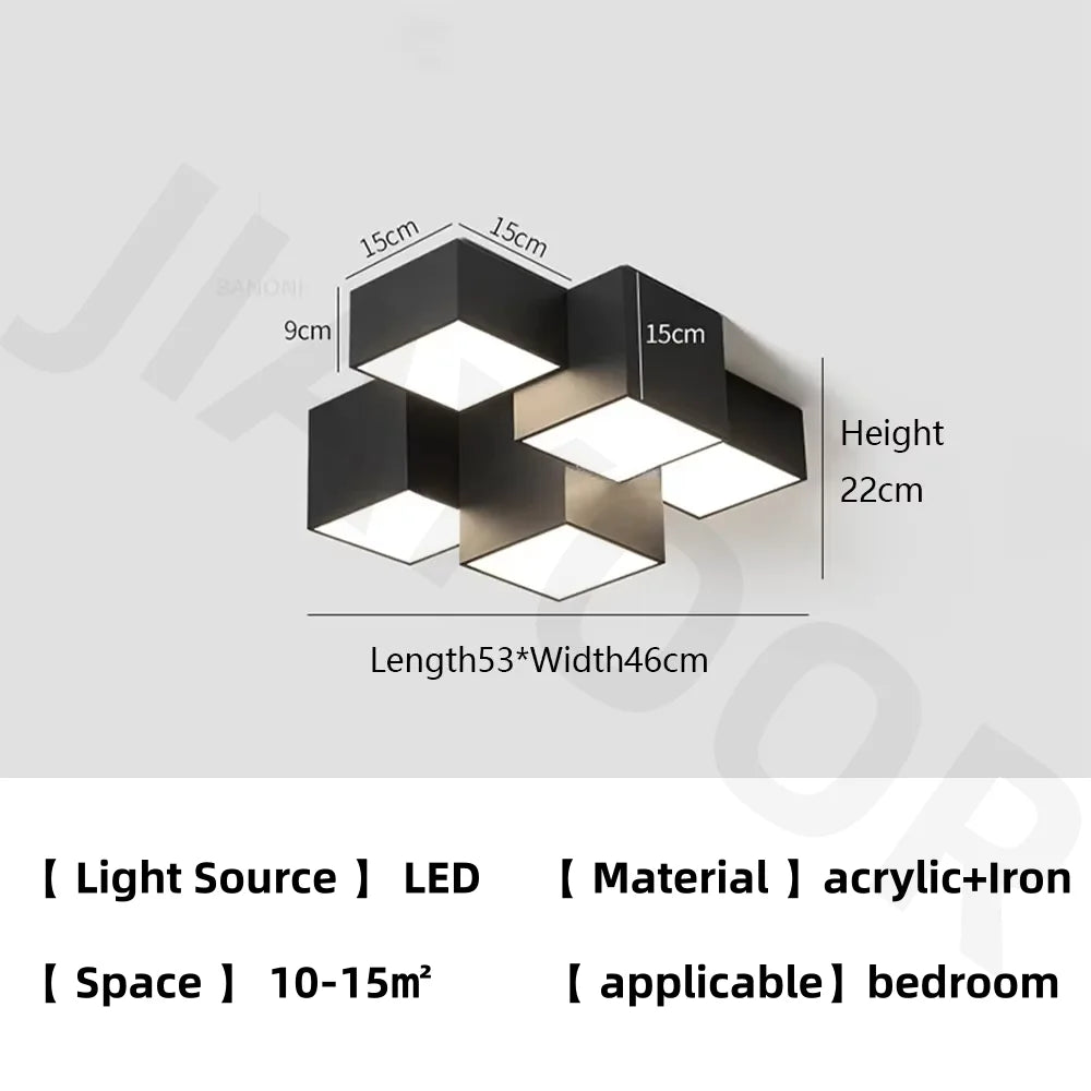 plafonnier moderne minimaliste blanc noir cubique géométrique LED salon chambre étude