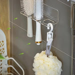 rangement mural transparent clips brosse cheveux peigne articles toilette moderne sans perçage