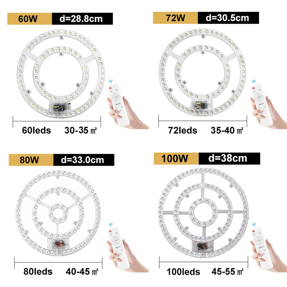 Panneau led blanc circulaire moderne aimant télécommande 60w 72w 80w 100w