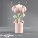 lampe pied fleur ours peluche rose verte blanche moderne enfant 85cm haute living room