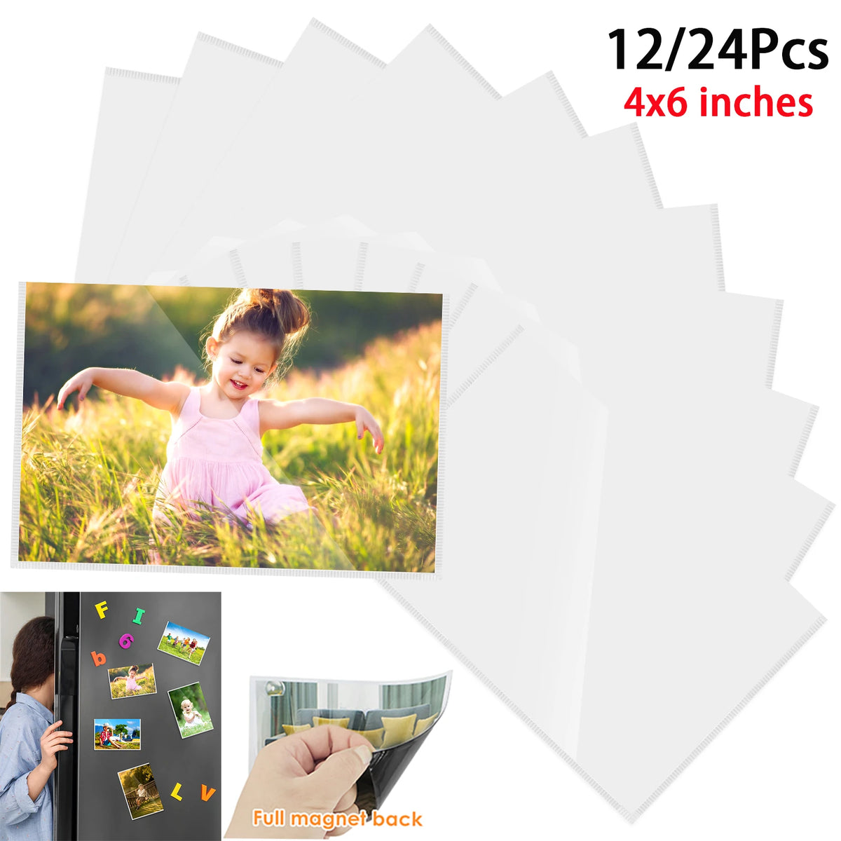 cadres photo magnétiques blancs transparents modernes 4x6 pouces réfrigérateur 12 24 pièces