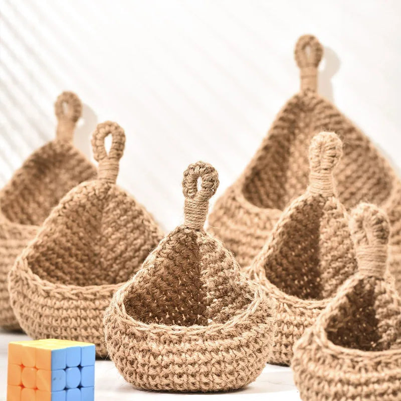 paniers rangement crochet rustique beige respectueux environnement boho chic decoration cuisine