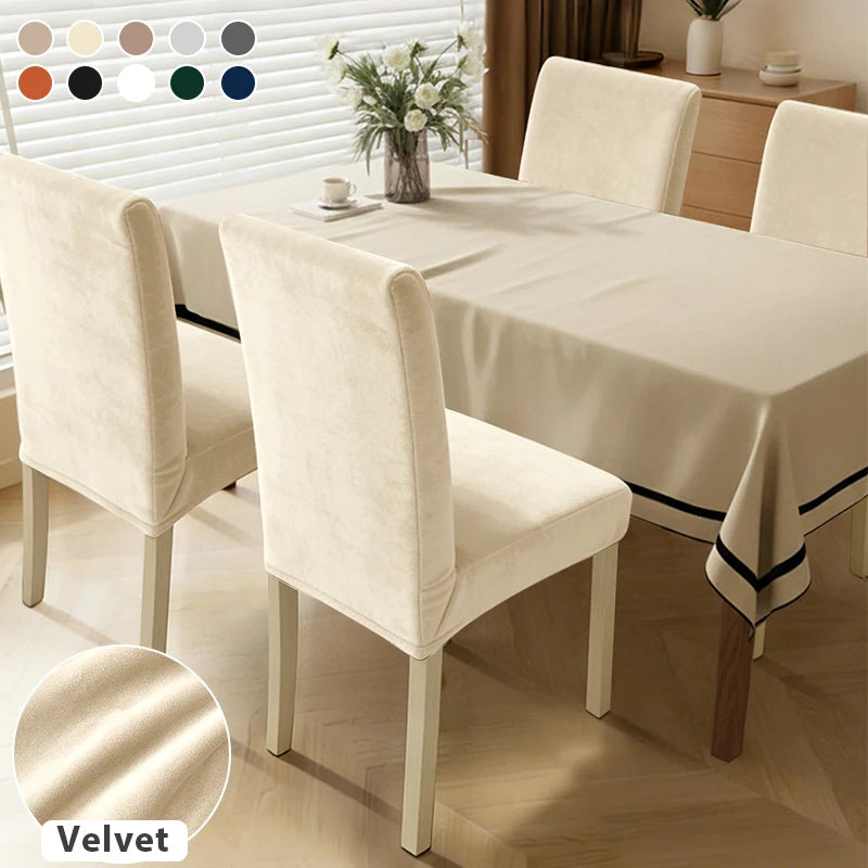 housse chaise velours doux élastique beige clair moderne salon restaurant 45cm longueur