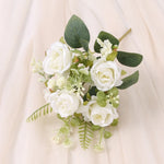 bouquet roses artificielles 30cm soie blanc rose rouge naturel decoration maison vase fleurs intérieur