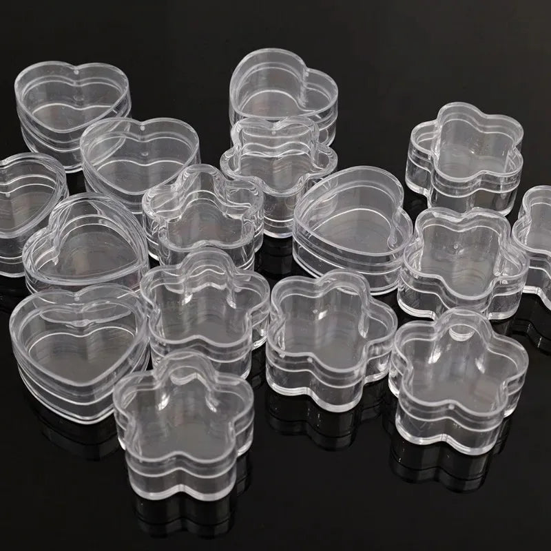 boîtes rangement transparentes coeur couvercle pression conteneurs organisateurs bijoux bonbons mini boîte 100pcs 10pcs