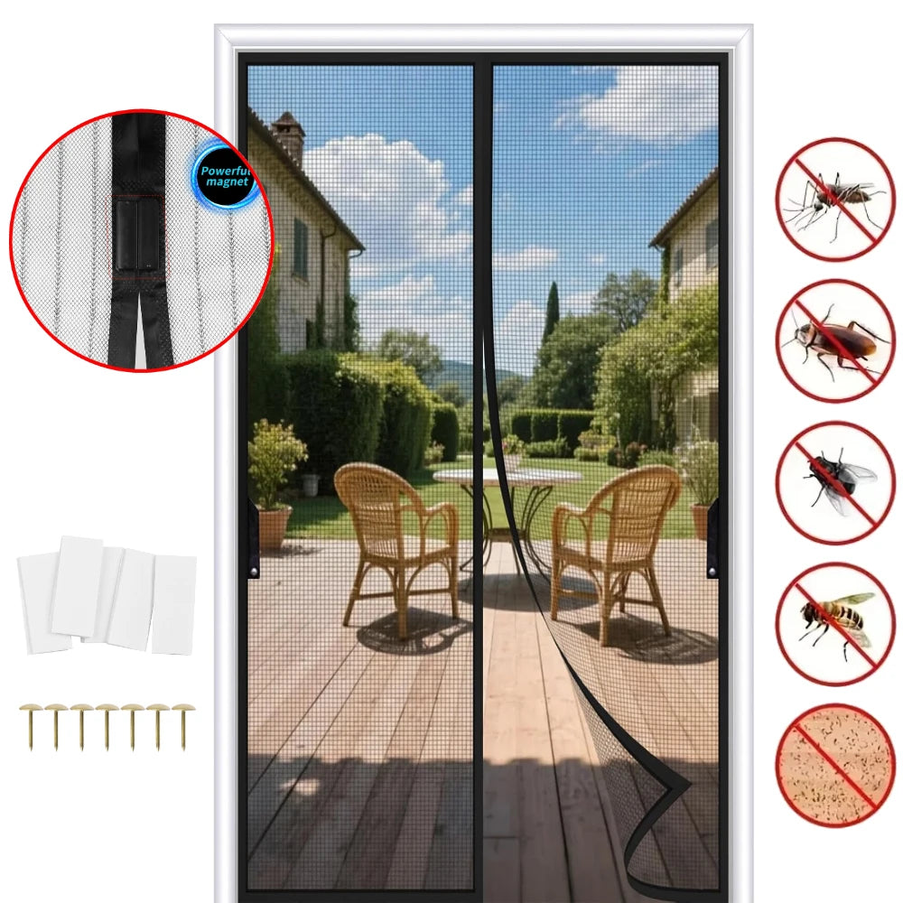 rideau moustiquaire porte aimants noir maille fine moderne anti moustiques automatique
