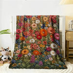 couverture multicolore motif floral contemporaine utilisation maison pique nique voyage hospitalière toutes saisons polyester