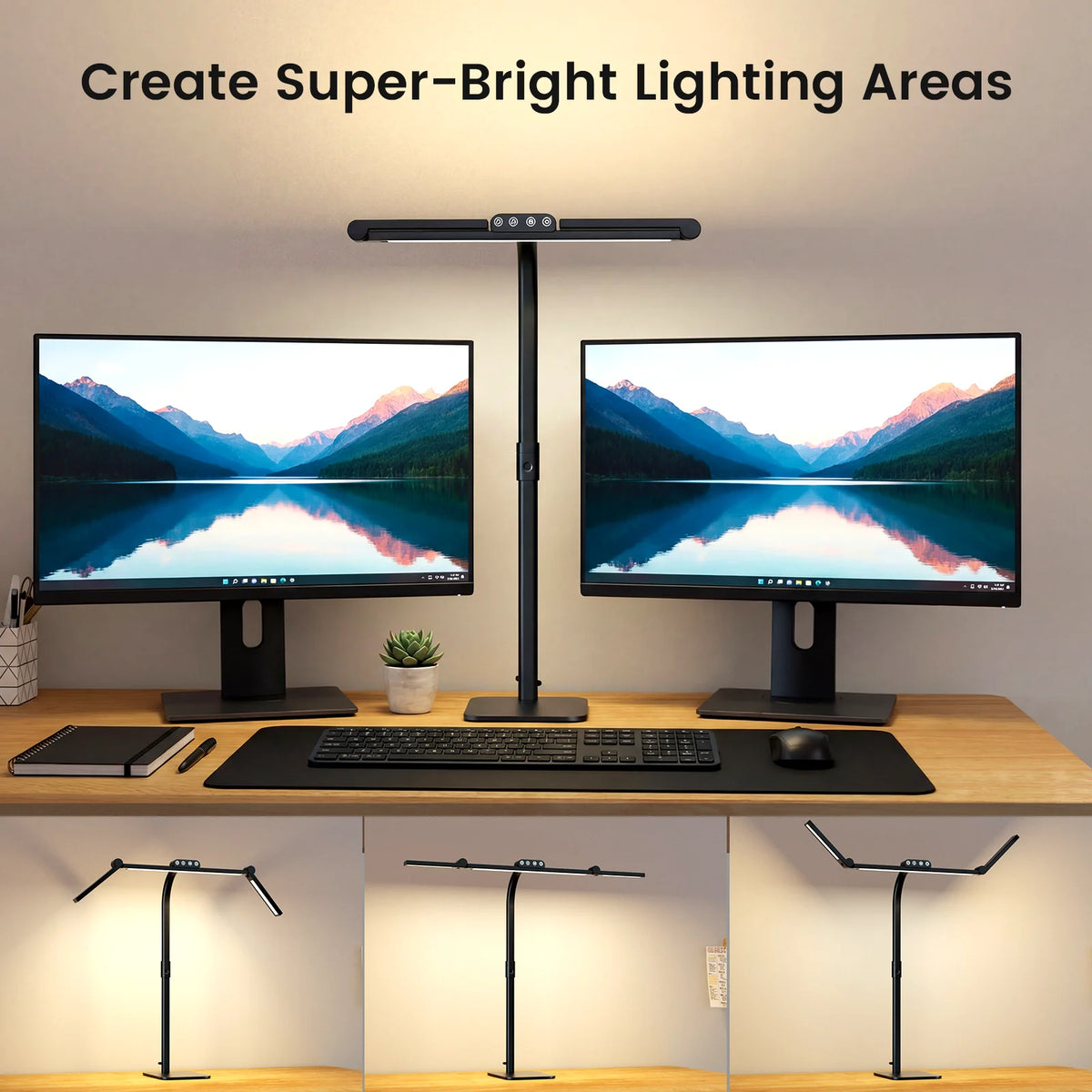 lampe moderne led noir flexible bras articulé interrupteur tactile flux lumineux réglable