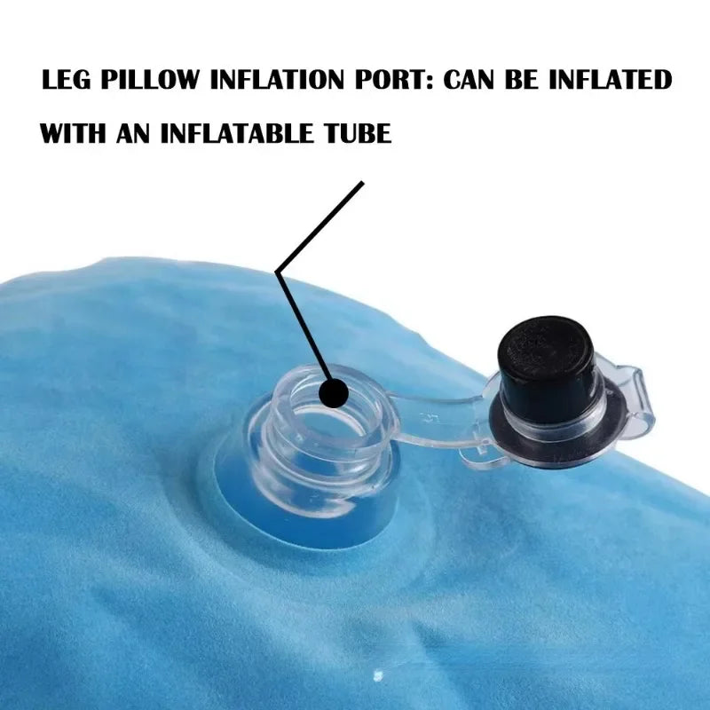 coussin gonflable velours bleu rose confortable massage jambes support ventilation aiguille fixation