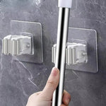 support mural transparent balais couteaux adhésif moderne pratique clips outils maison salle bains