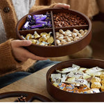 boîte bonbons bois marron moderne double couche rangement fruits noix chocolats assiette collation