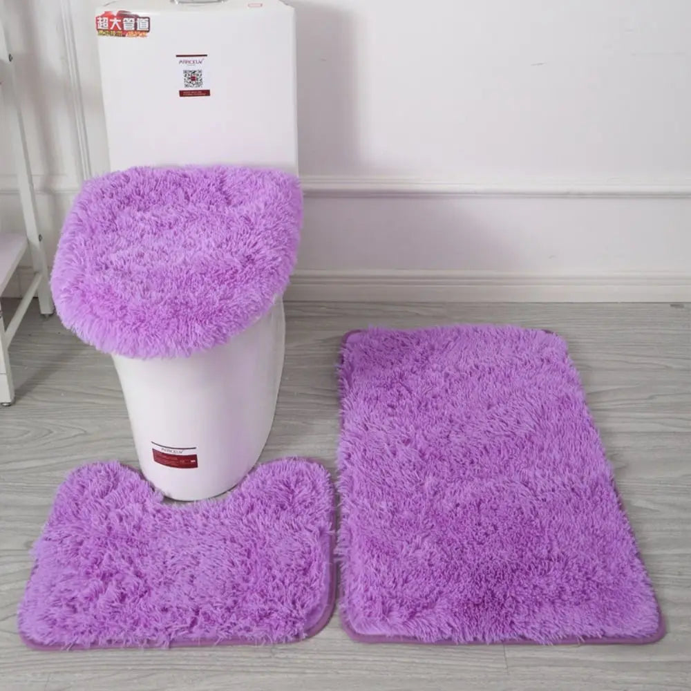 tapis toilette ensemble peluche douce moderne beige gris rose noir vert orange violet blanc