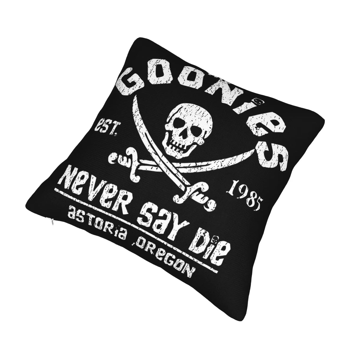 taie d'oreiller crâne goonies sabres vintage noir zip invisible 18x18in polyester lit