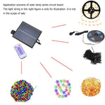 panneau solaire télécommande réglable guirlandes lumineuses modes luminosité timer off connecteurs abstraits