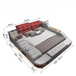lit multifonctionnel moderne gris clair simili cuir tapis coussins rangement sous lit