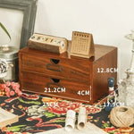 organisateur vintage commode tiroirs bois marron clair rétro poignées métalliques rangement