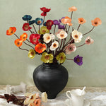 bouquet fleurs artificielles rouges oranges jaunes modernes décoration maison événements occasions spéciales soie opaque