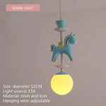 suspension lumineuse verre résine chevaux arc ciel moderne bleu rose enfant blanc contemporain