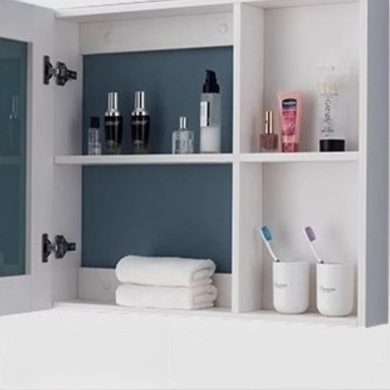 meuble salle bain moderne gris clair étagère distributeur papier toilette accessoires salle bain miroir