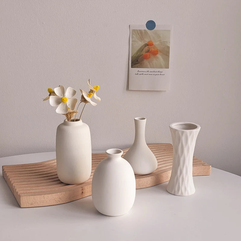 vases céramique blancs minimalistes simples décoratifs hydroponiques fleurs séchées nhà cửa