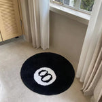 tapis noir géométrique blanc doux antidérapant vinyle polyester moderne
