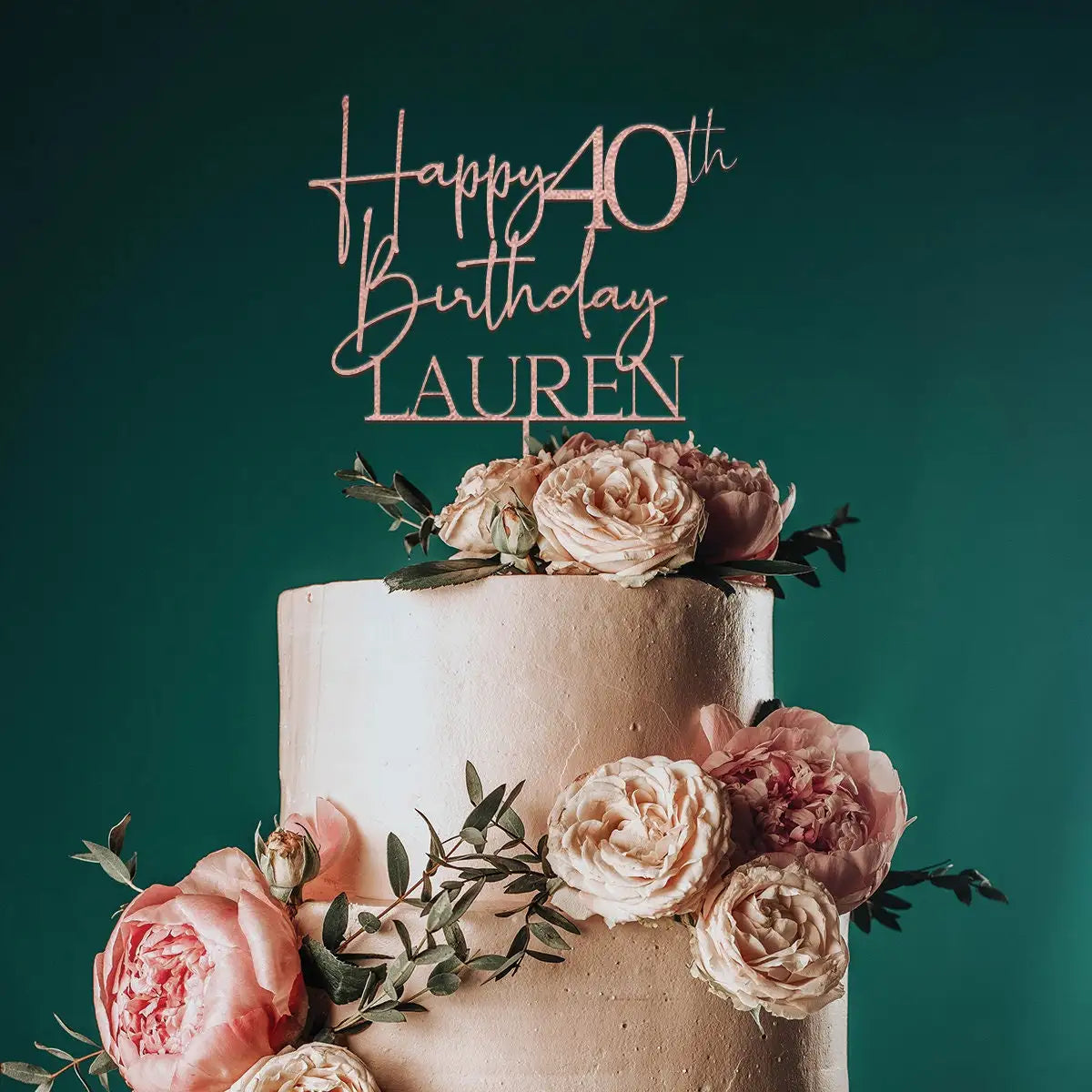 décoration gâteau anniversaire lettre acrylique blanc doré noir fleurs crème adhésif classique festif