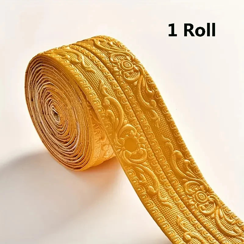 bordure auto adhésive ornements floraux 3d opaque classique décorative adhésive blanc marron roll decoration